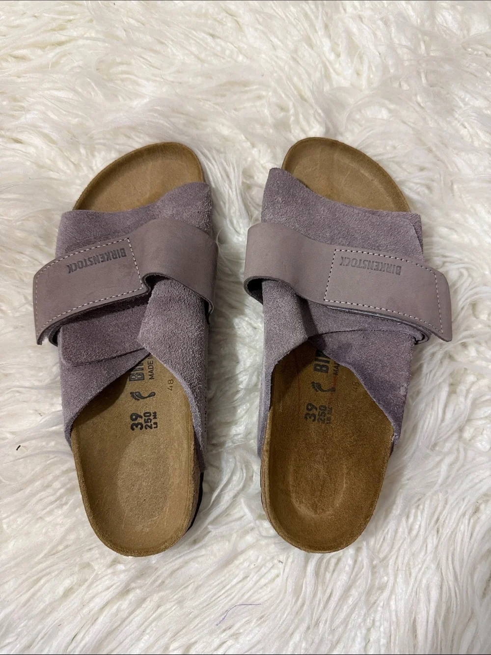 RARE Birkenstock Kyoto Nubuck Lavender Suede Slide Sandals 38 or 7.5 - Picture 6 of 9